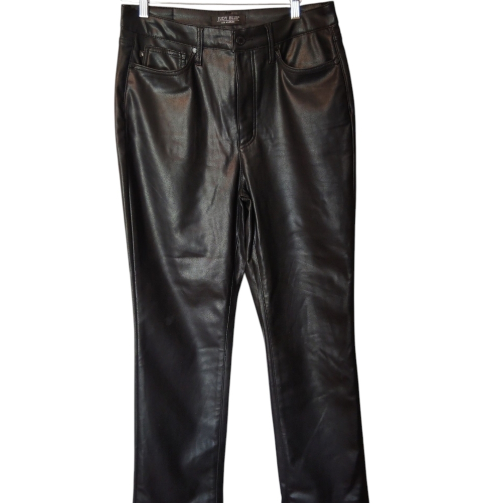 Judy Blue Los Angeles Faux Leather Pants Straight Size 11/30 Black